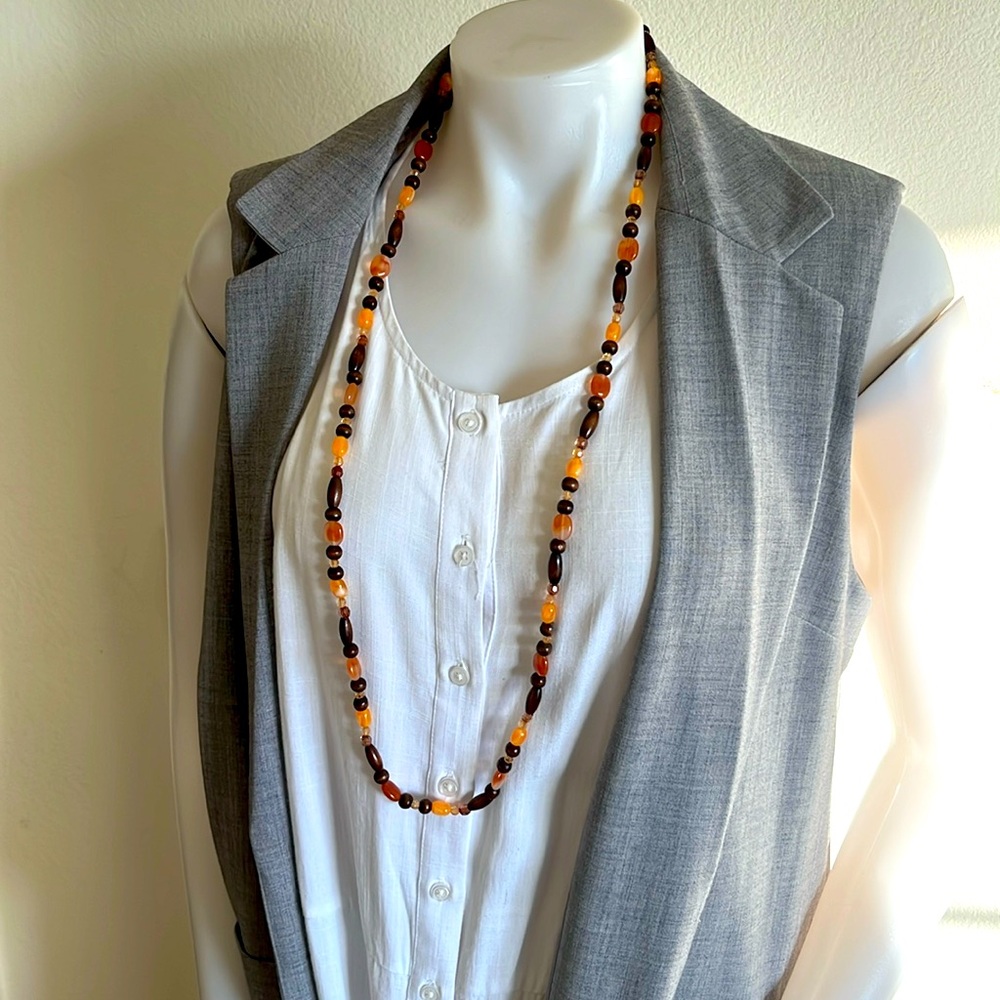 Multi colored beaded necklace approx 20 inches long